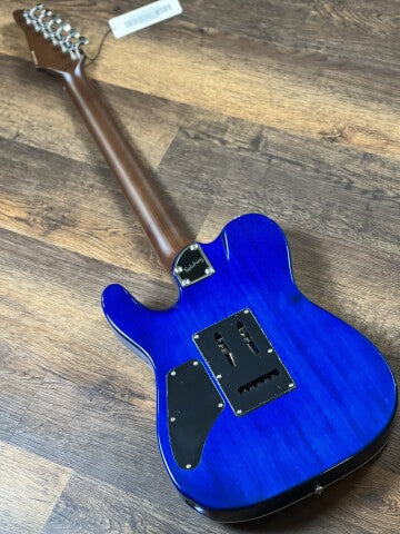 Soloking MT-1 Custom 24 Quilt in Seethru Blue with Roasted Maple Neck