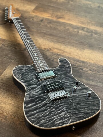 Soloking MT-1 Custom 24 Quilt in Seethru Black with Roasted Neck and Rosewood FB