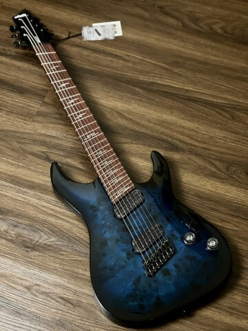 Schecter Omen Elite 7 MS STBB in See Thru Blue Burst