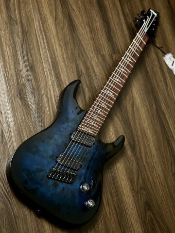 Schecter Omen Elite 7 MS STBB ใน See Thru Blue Burst