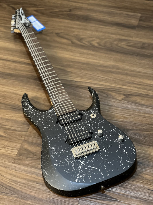 Ibanez KOMRAD20 Brian Head Signature 7-String in Black w/ White Splatter