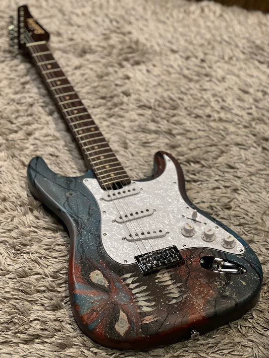 Soloking MS-1 Artisan วาดด้วยมือและแกะสลัก "Blue Venom" 