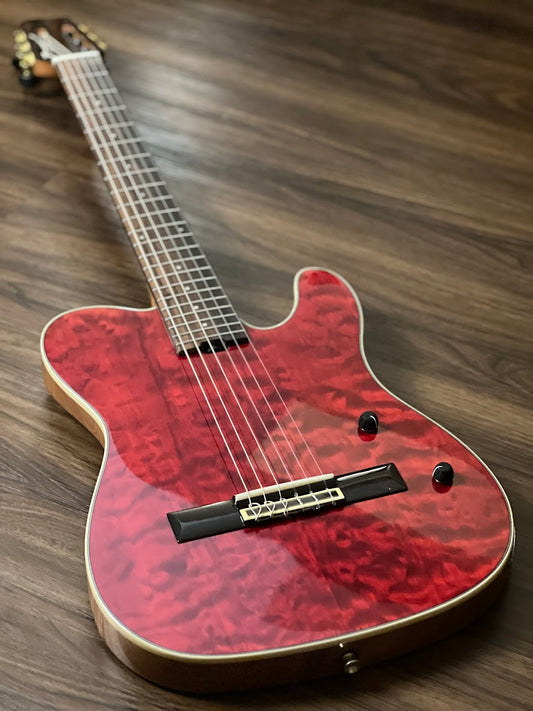 SQOE Spain SEGD900 Nylon Electric Guitar with Piezo in Dark Cherry Red