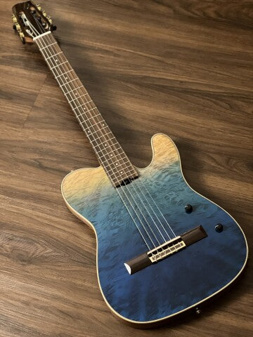 SQOE Spain SEGD900 Nylon Electric Guitar with Piezo in TBS - Caribbean Fade Surf