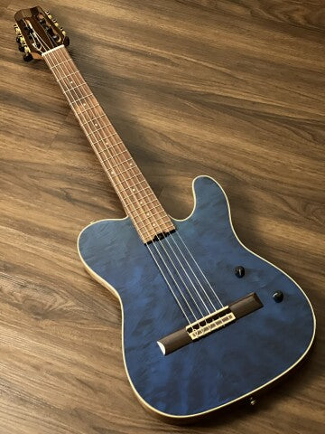 SQOE Spain SEGD900 Nylon Electric Guitar with Piezo in Cobalt Blue