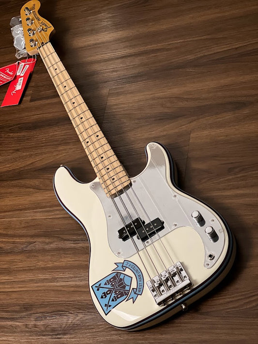 กีต้าร์เบส Precision Precision Bass ของ Fender Steve Harris พร้อม Maple FB สี Olympic White w/Stripe