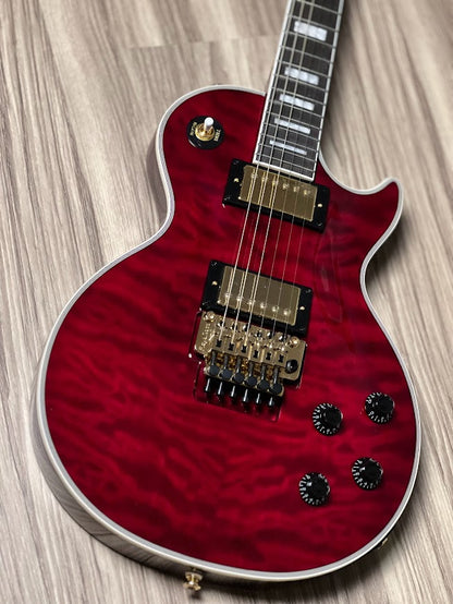 Epiphone Les Paul Custom Alex Lifeson Axcess Quilt in Ruby with Hard Case