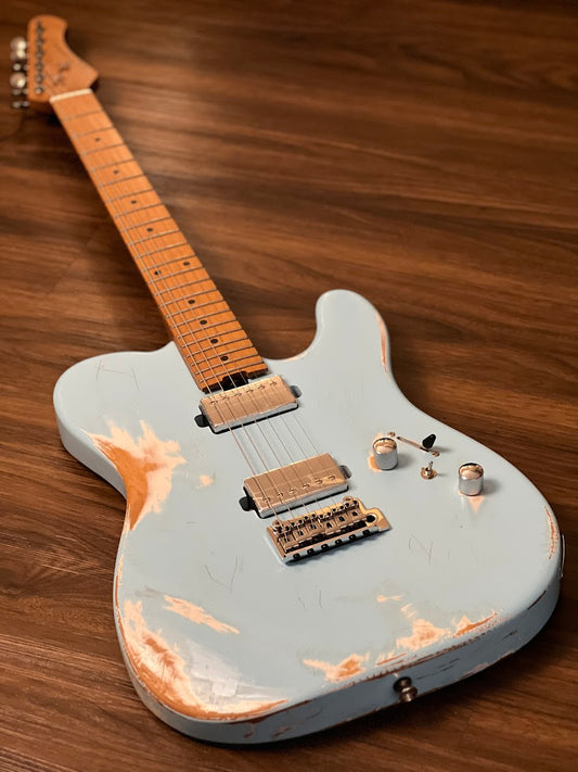 SQOE SETL960 HH Roasted Maple Series in Sonic Blue Heavy Relic