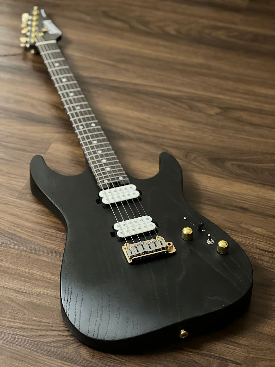 Soloking MS-1 Custom 24 HH MOD Ash Gold Hardware Open Pore Black with Fishman Fluence