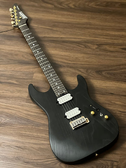 Soloking MS-1 Custom 24 HH MOD Ash Gold Hardware Open Pore Black with Fishman Fluence