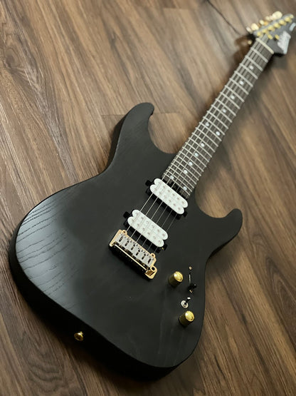 Soloking MS-1 Custom 24 HH MOD Ash Gold Hardware Open Pore Black with Fishman Fluence