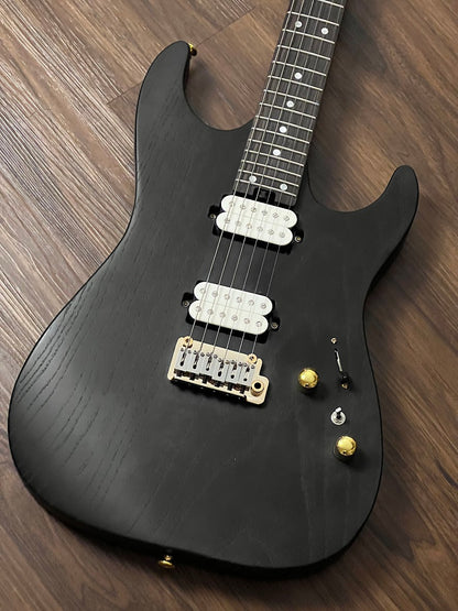 Soloking MS-1 Custom 24 HH MOD Ash Gold Hardware Open Pore Black with Fishman Fluence