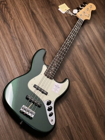 Fender Japan Traditional II 60s Jazz Bass Guitar with RW FB in Aged Sherwood Green Metallic