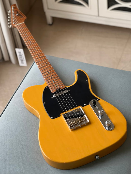 Soloking MT-1 ASH FMN Elite with Roasted Flame Maple Neck in Butterscotch Blonde