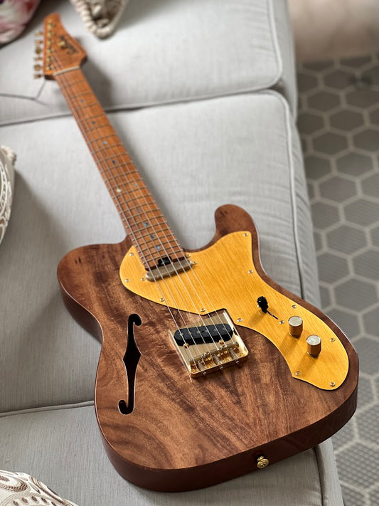 Soloking MT-1 Thinline FMN KOA Elite with Gold Hardware in Natural
