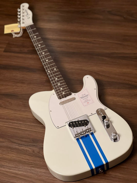 Fender Japan Traditional II 60s Telecaster พร้อม RW FB ใน Olympic White / Blue Stripes