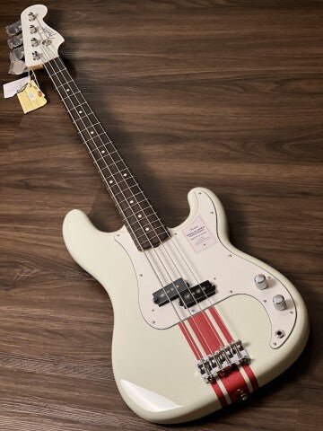 กีตาร์เบส Fender Japan Traditional II 60s พร้อม RW FB ในแถบสีขาว / แดงโอลิมปิก