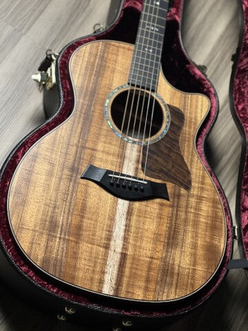 Taylor 724ce Grand Auditorium V-Class กีตาร์โปร่งธรรมชาติใน Hawaiian Koa 