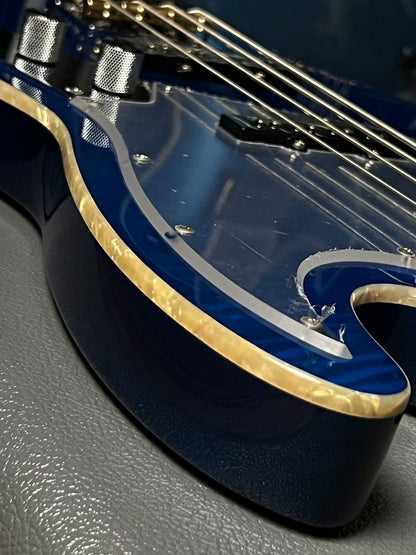 SQOE SJB800 Roasted Maple Series Bass in Transparent Indigo Blue