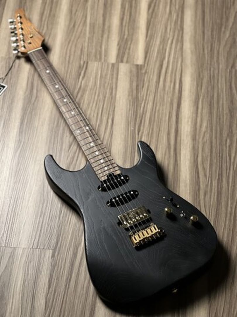 Soloking MS-1 Custom 22 HSS ASH Gold Hardware Open Pore Matte Black Nafiri Special Run