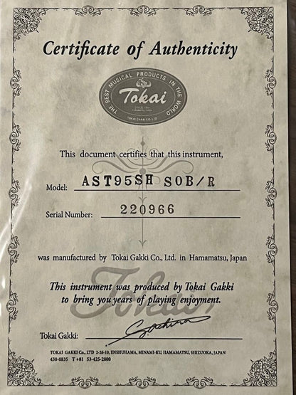 Tokai AST-95SH SOB/R Goldstar Sound Japan ใน Sonic Blue พร้อม Rosewood FB 220966