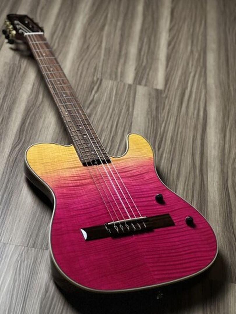 SQOE Spain SEGD900 Flamed Top Nylon with Piezo in TRS - Tequila Sunrise Surf