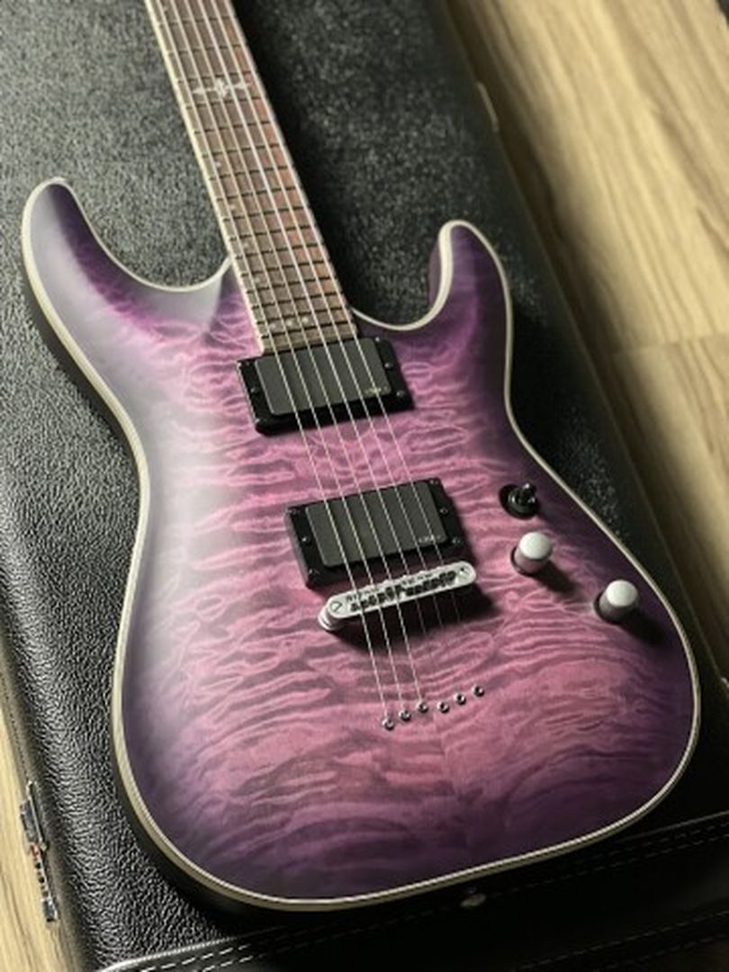 Schecter C-1 Platinum SPB in Satin Purple Burst