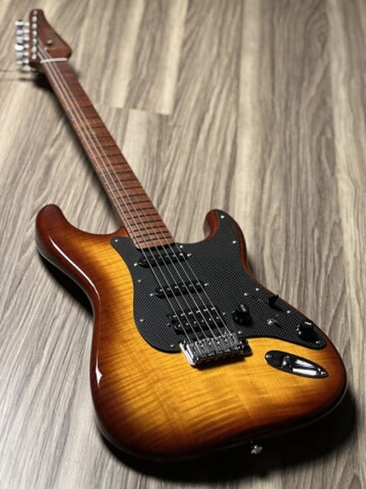 Soloking MS-1 FM Artisan with Roasted Flame Maple Neck in Honeyburst Nafiri Special Run JESCAR