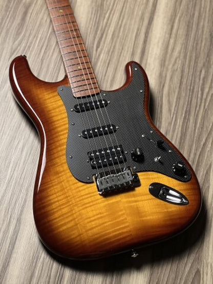 Soloking MS-1 FM Artisan with Roasted Flame Maple Neck in Honeyburst Nafiri Special Run JESCAR