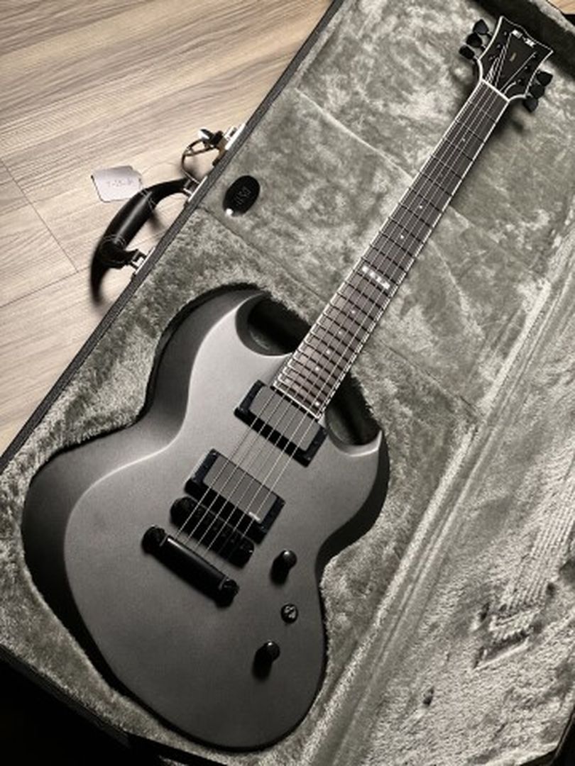 ESP E-II Viper Baritone in Charcoal Metallic Satin