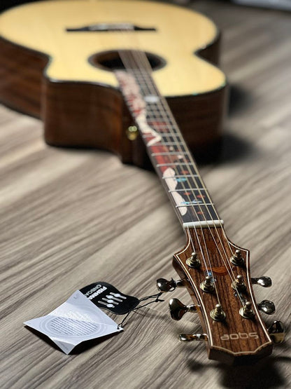 SQOE Spain A8-SK Bevel Cut Full Solid Acoustic Electric in Natural with Fishman Sonitone