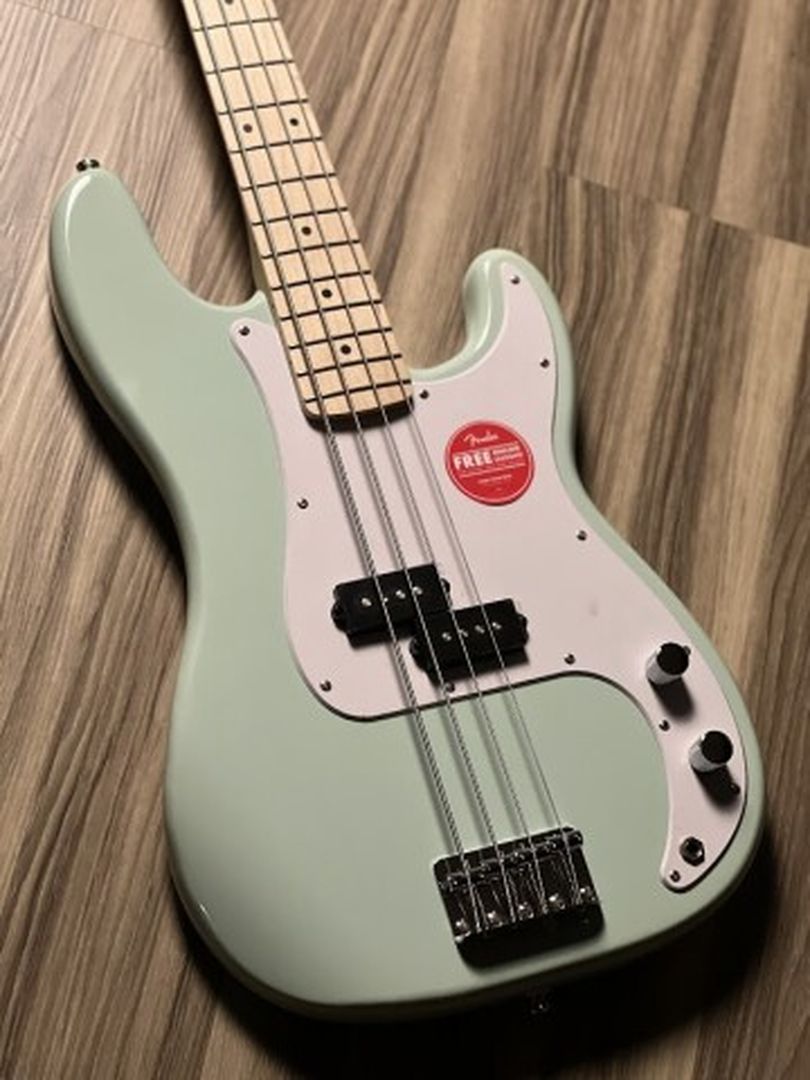 Squier FSR Sonic Precision Bass w/White Pickguard Maple FB in Surf Green