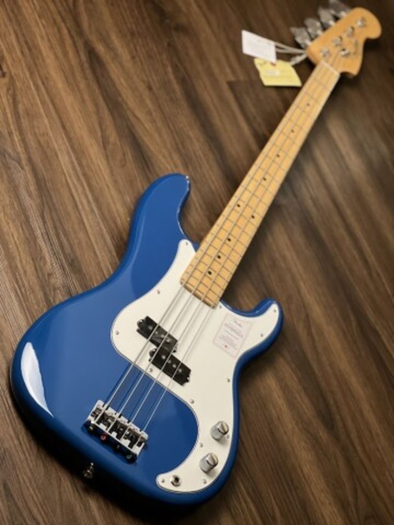 Fender Japan Hybrid II Precision Bass Guitar with Maple FB in Forest Blue