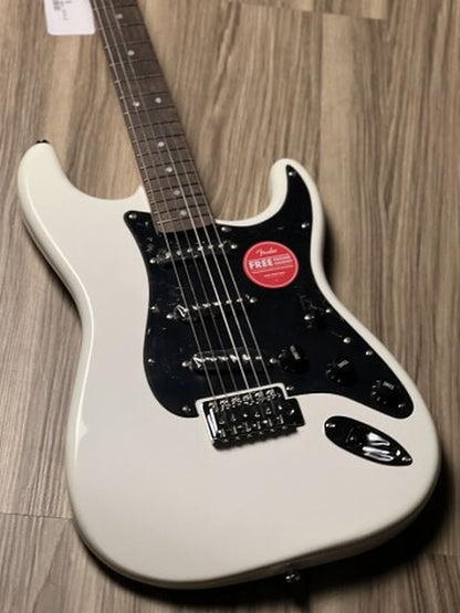 Squier FSR Sonic Stratocaster Electric Guitar w/Black Pickguard Laurel FB in Arctic White
