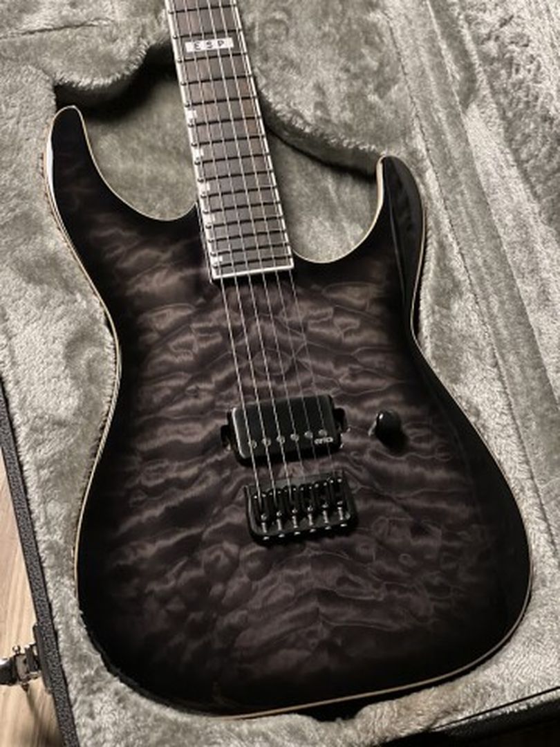 ESP E-II M-I Thru NT QM in See Thru Black Burst