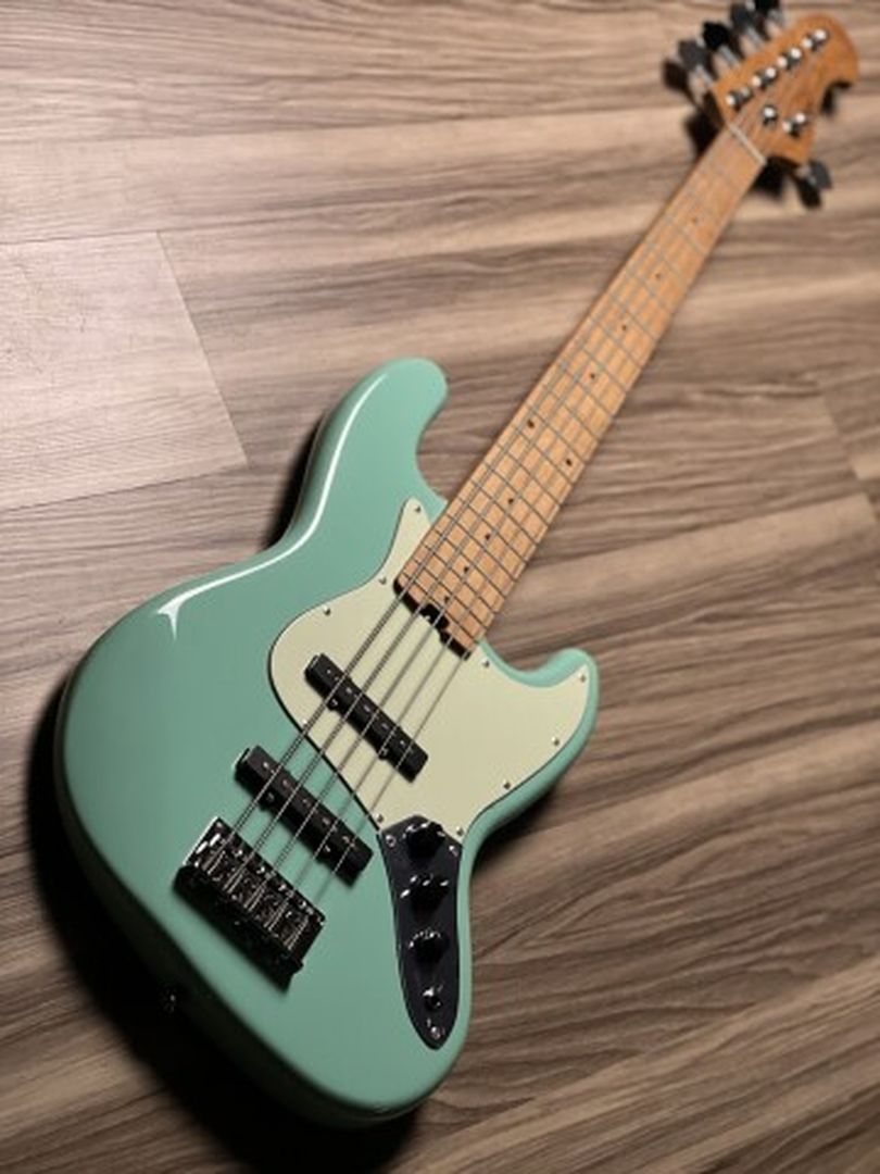 SQOE SJB650 Roasted Maple Series 5 String in Surf Green