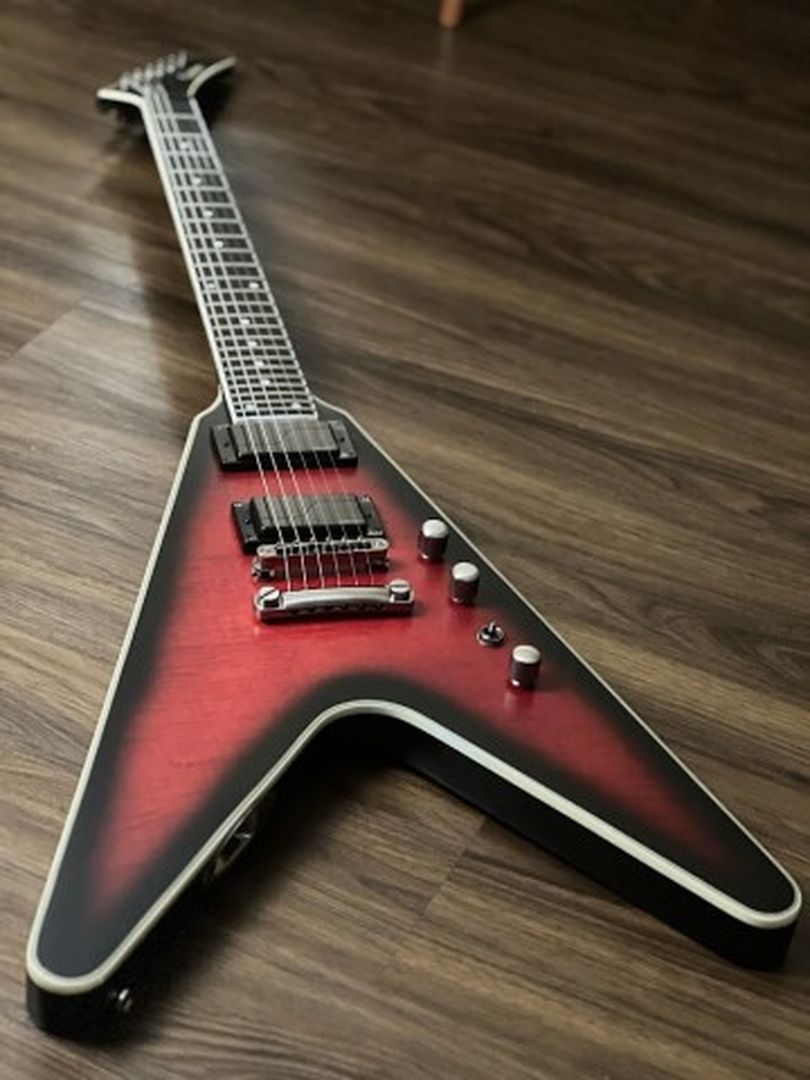 Epiphone Dave Mustaine Prophecy Flying V Figured in Aged Dark Red Burst Incl. Hard Case