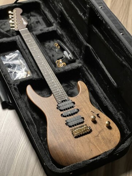 Charvel MJ DK24 HSH 2PT Mahogany w/ Figured Walnut with Streaky Ebony FB in Natural