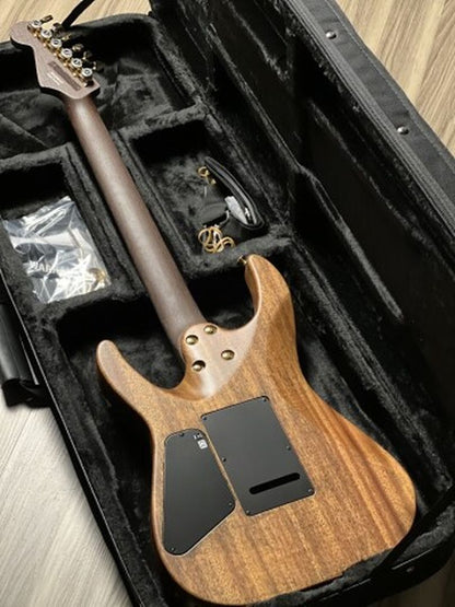 Charvel MJ DK24 HSH 2PT Mahogany w/ Figured Walnut with Streaky Ebony FB in Natural