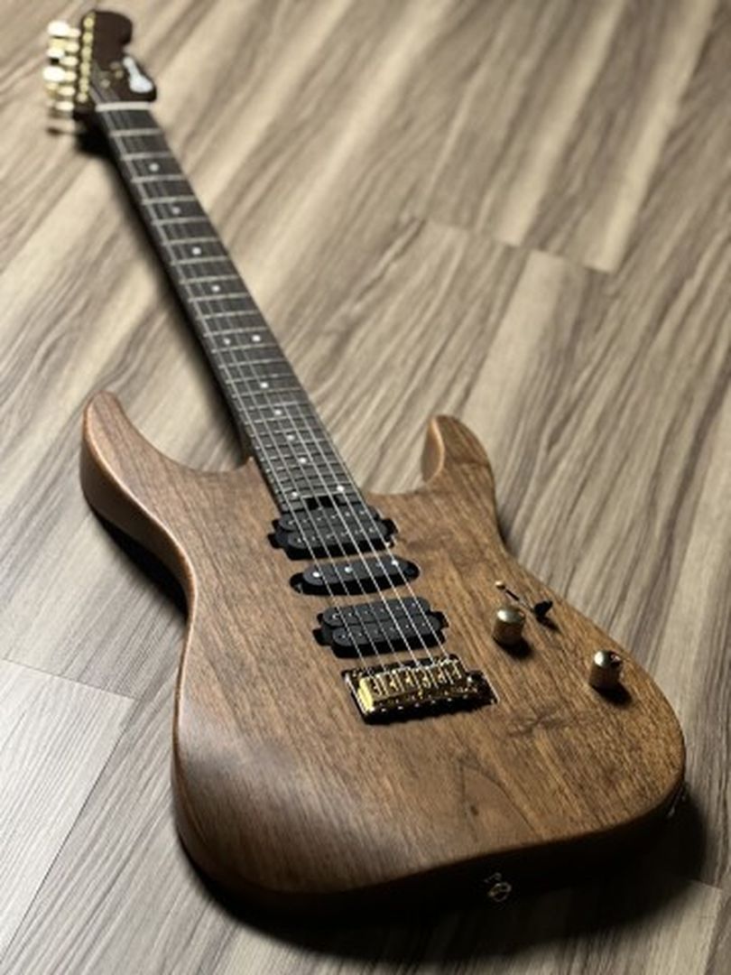 Charvel MJ DK24 HSH 2PT Mahogany w/ Figured Walnut with Streaky Ebony FB in Natural