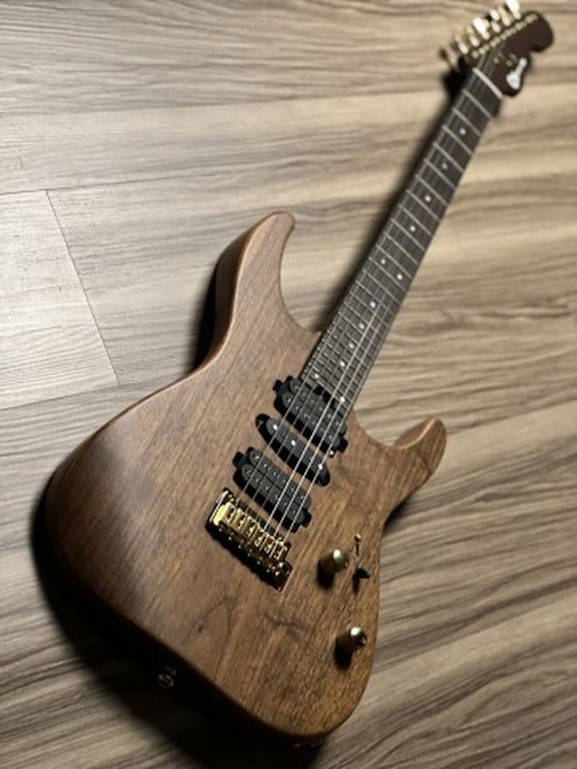 Charvel MJ DK24 HSH 2PT Mahogany w/ Figured Walnut with Streaky Ebony FB in Natural